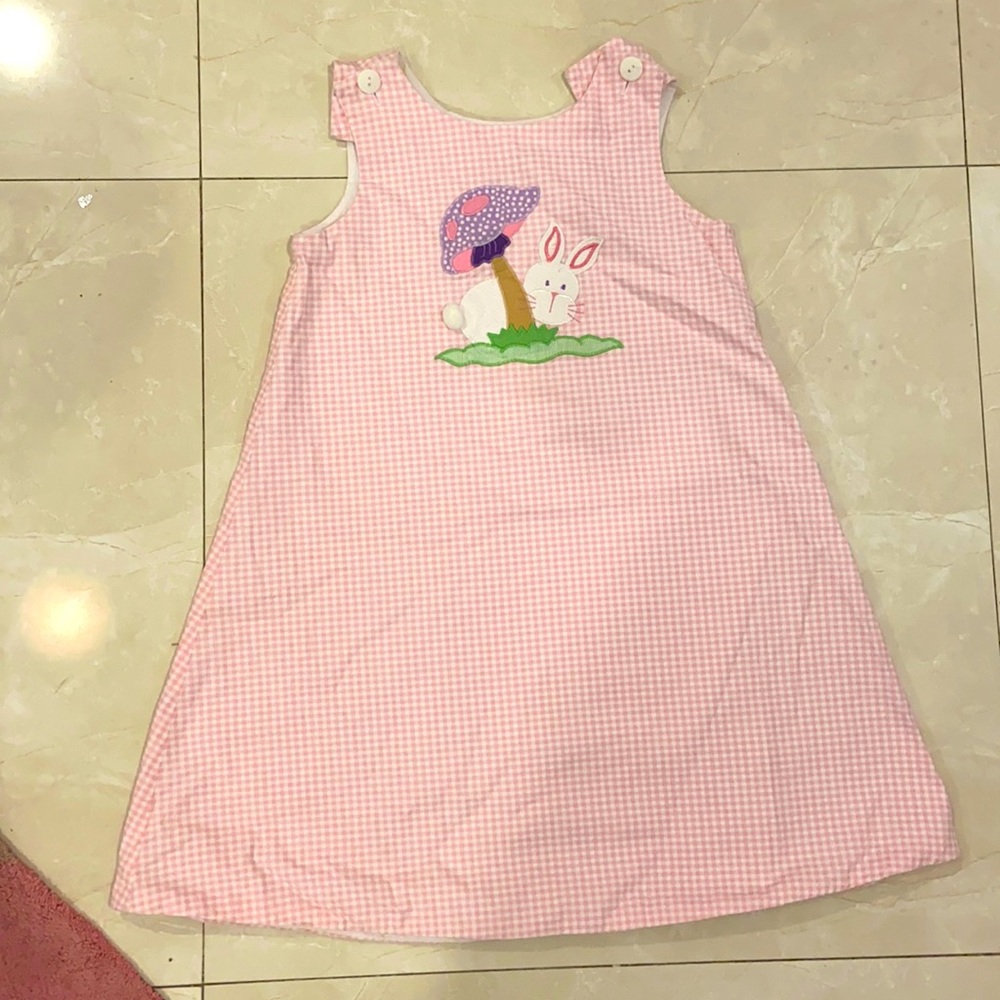 Girls Easter Dress - pink/white gingham 6X